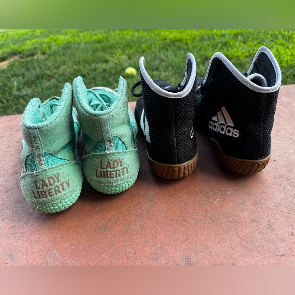 Adidas Kids Black and Mint Sneakers